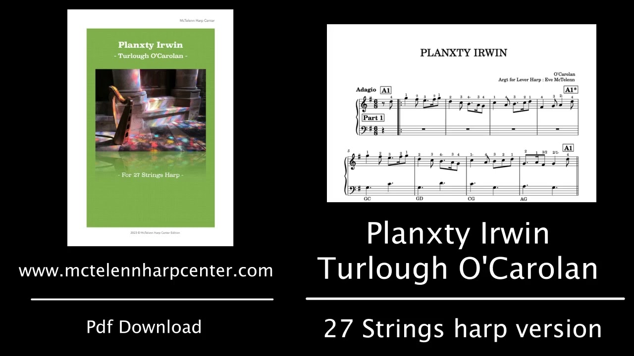 Planxty Irwin par  O'Carolan - 27 Cordes- Niveau proche Intermédiaire | Apprendre La Harpe Celtique