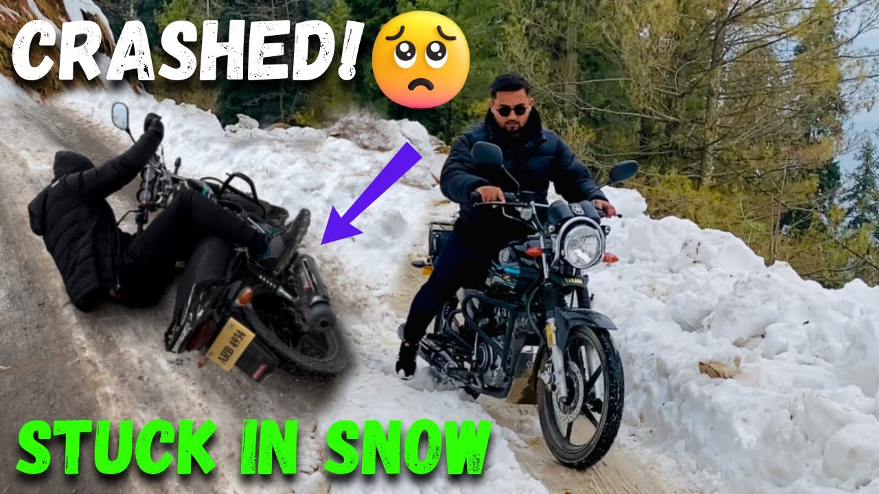 We Stuck in Snow 🥵 Kashmir Tour, | Bike Crashed!