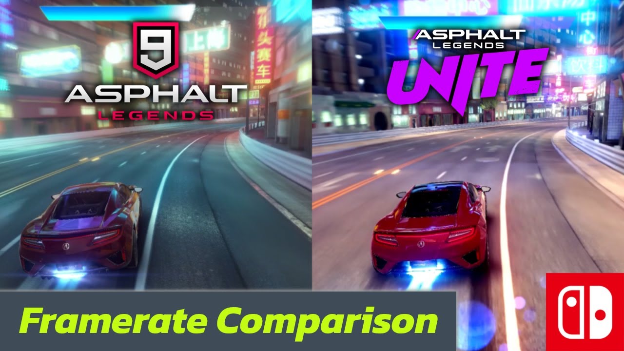 Asphalt 9 vs Asphalt Legends Unite | Framerate Comparison | Nintendo Switch