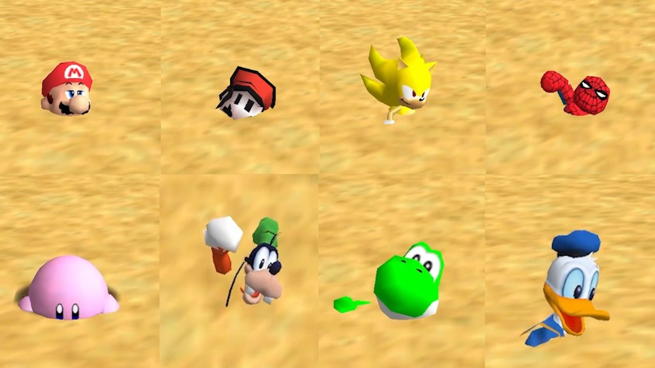 80 Special Characters falling down in Sand