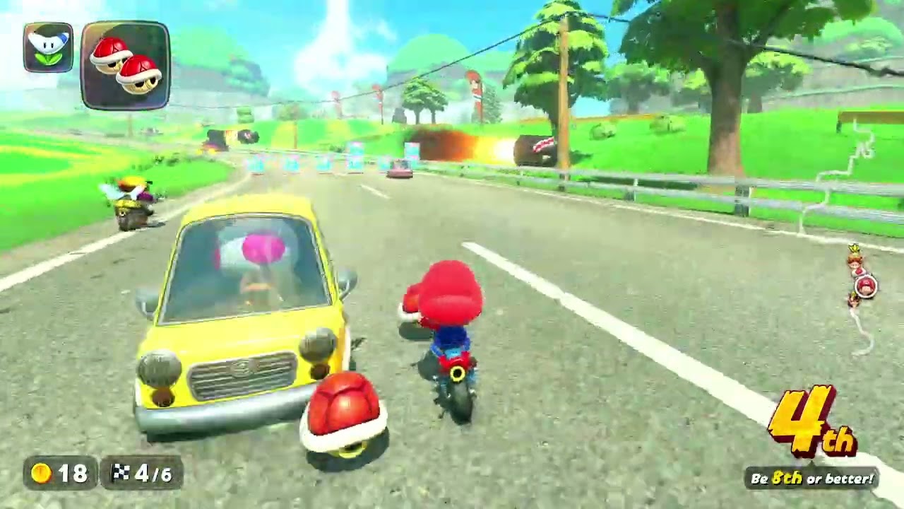 Tricks at last to get top 4#mariokart #nintendo #mario #gameplay