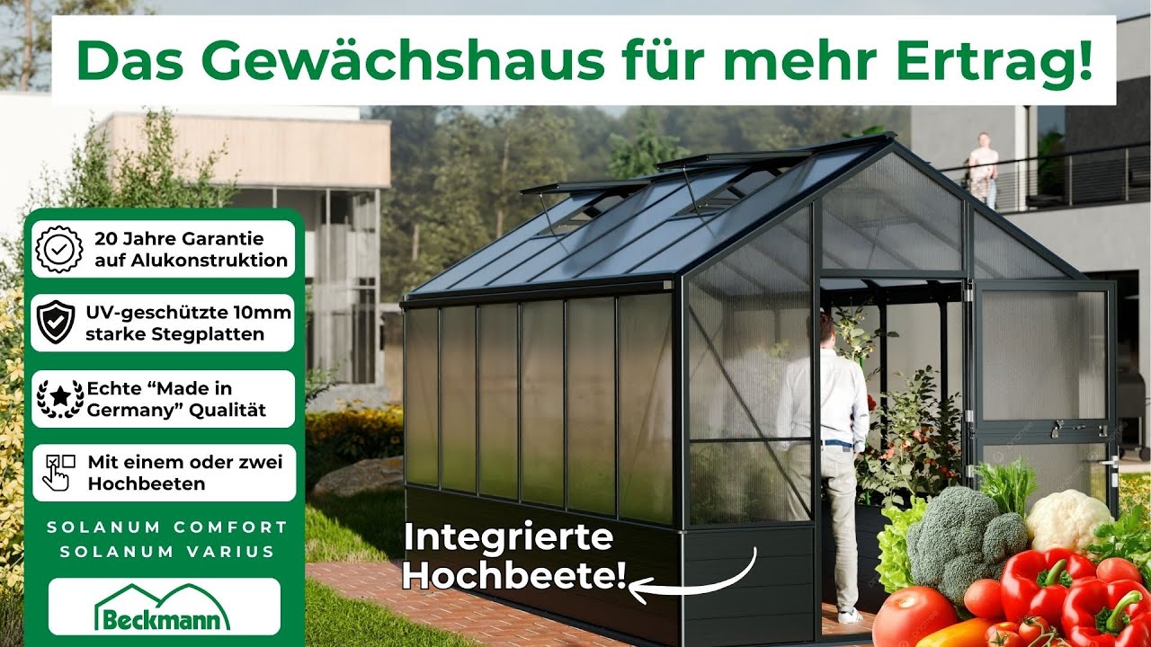 Beckmann Hochbeet-Gewächshaus Typ Solanum - Premium Gewächshaus mit 10mm starken Stegdoppelplatten