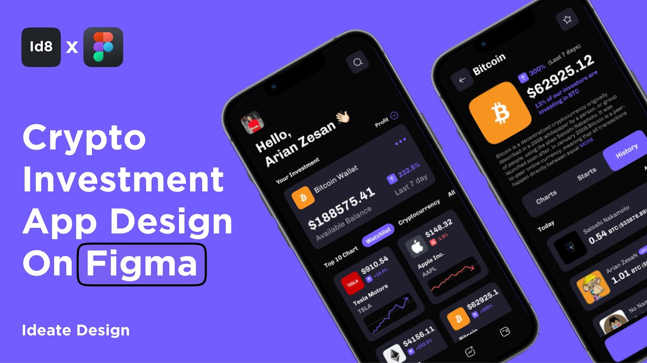 Crypto Investment  App Design in figma - Wireframe/UI/UX Design