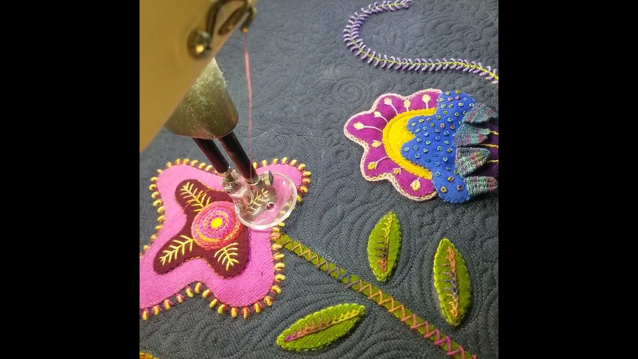 SeaminglySlawsonQuilts  quilting on wool applique