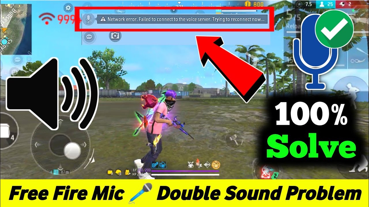 Network error. Failed to connect to the voice server Problem | Free Fire mic problem Solution 