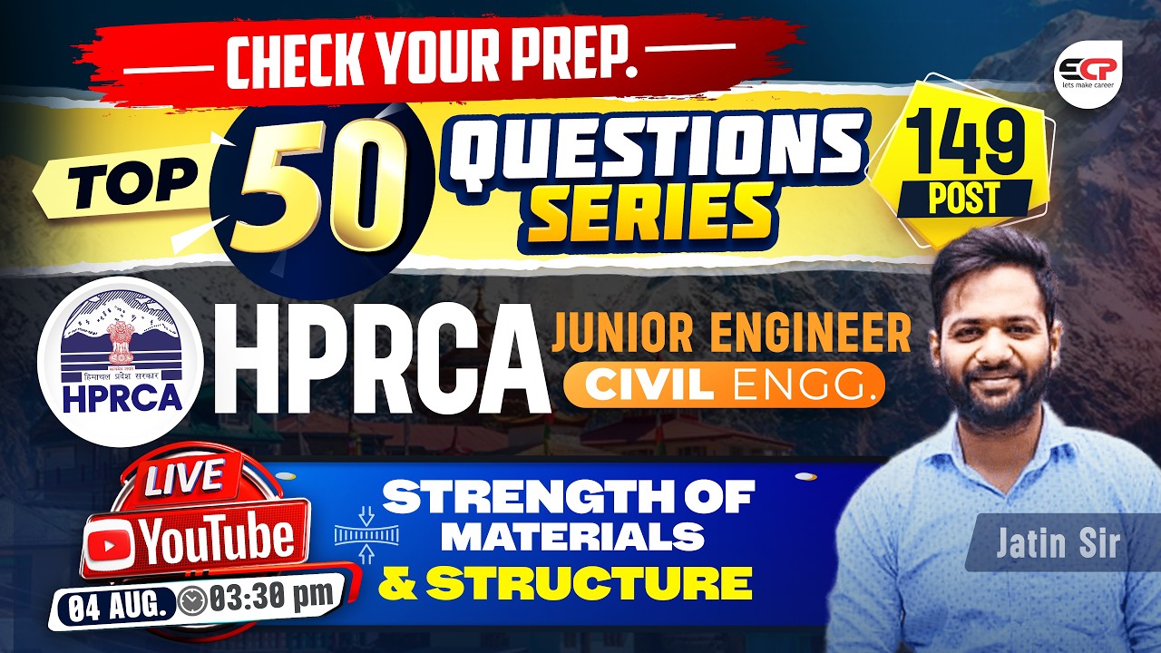 HPRCA JE Civil 2026 🚀 | Top 50 Strength of Materials & Structures Questions 💯 | 149 Vacancies | LIVE