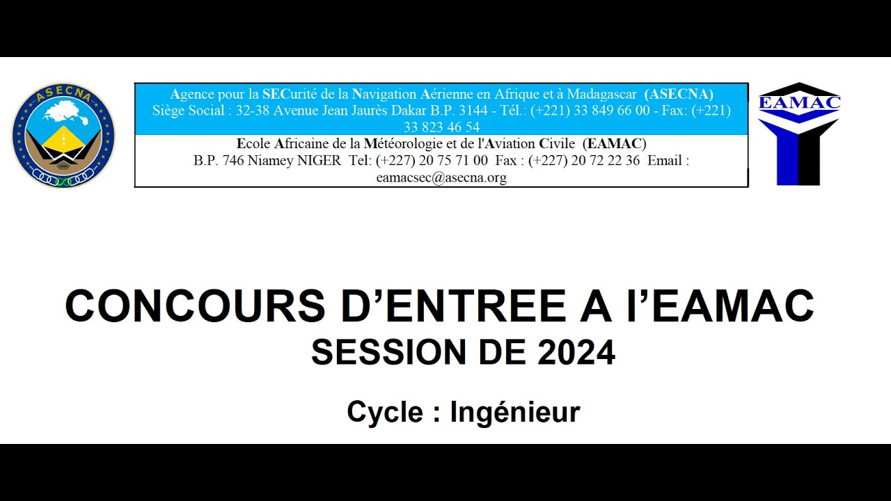 Infos sur le Concours ASECNA 2024 Niveau Ingénieur.