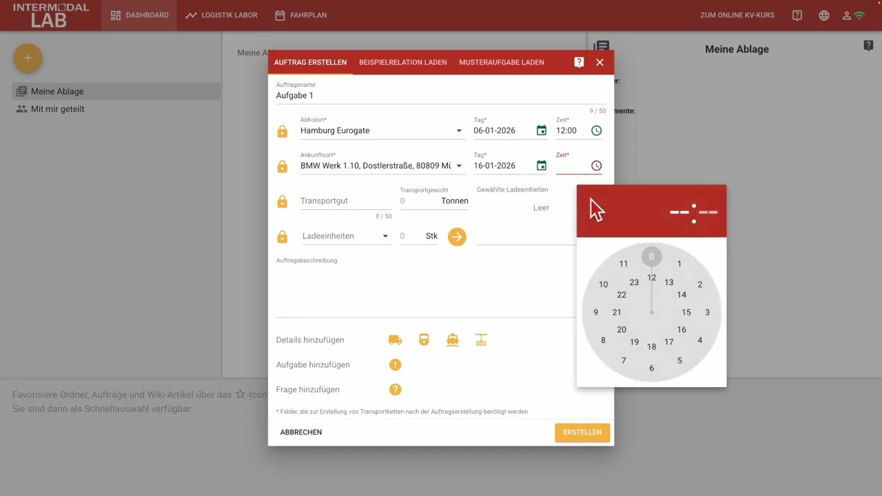 Intermodal LAB: Aufträge erstellen