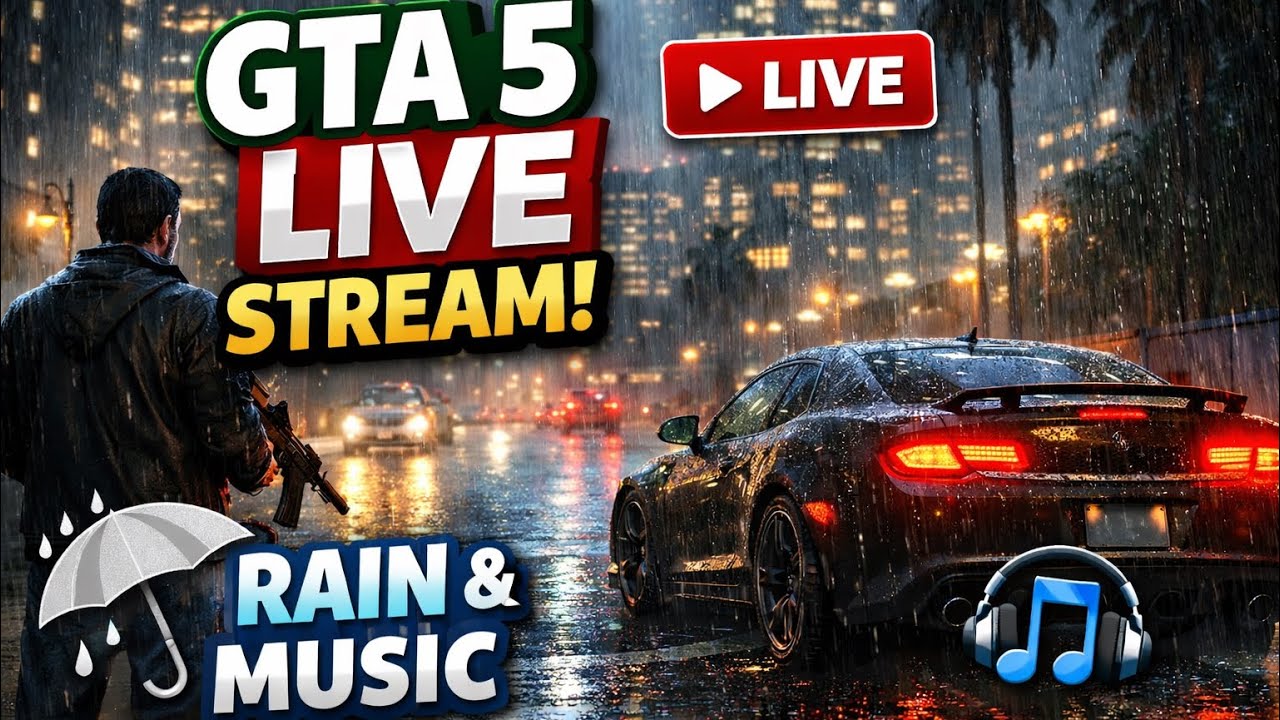 GTA V Rain Night Drive 🌧️|Chill Relaxing Music Live
