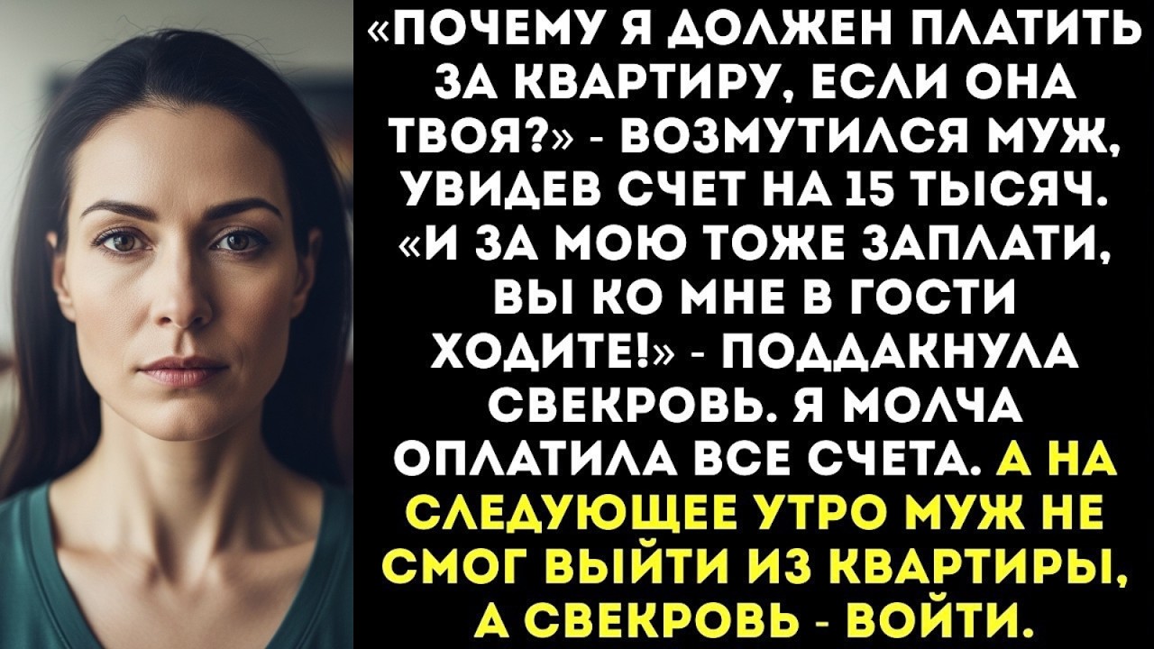 «Платить за коммуналку в ТВОЕЙ квартире？ С ума сошла？ Это твоя обязанность!» — взбесился муж...