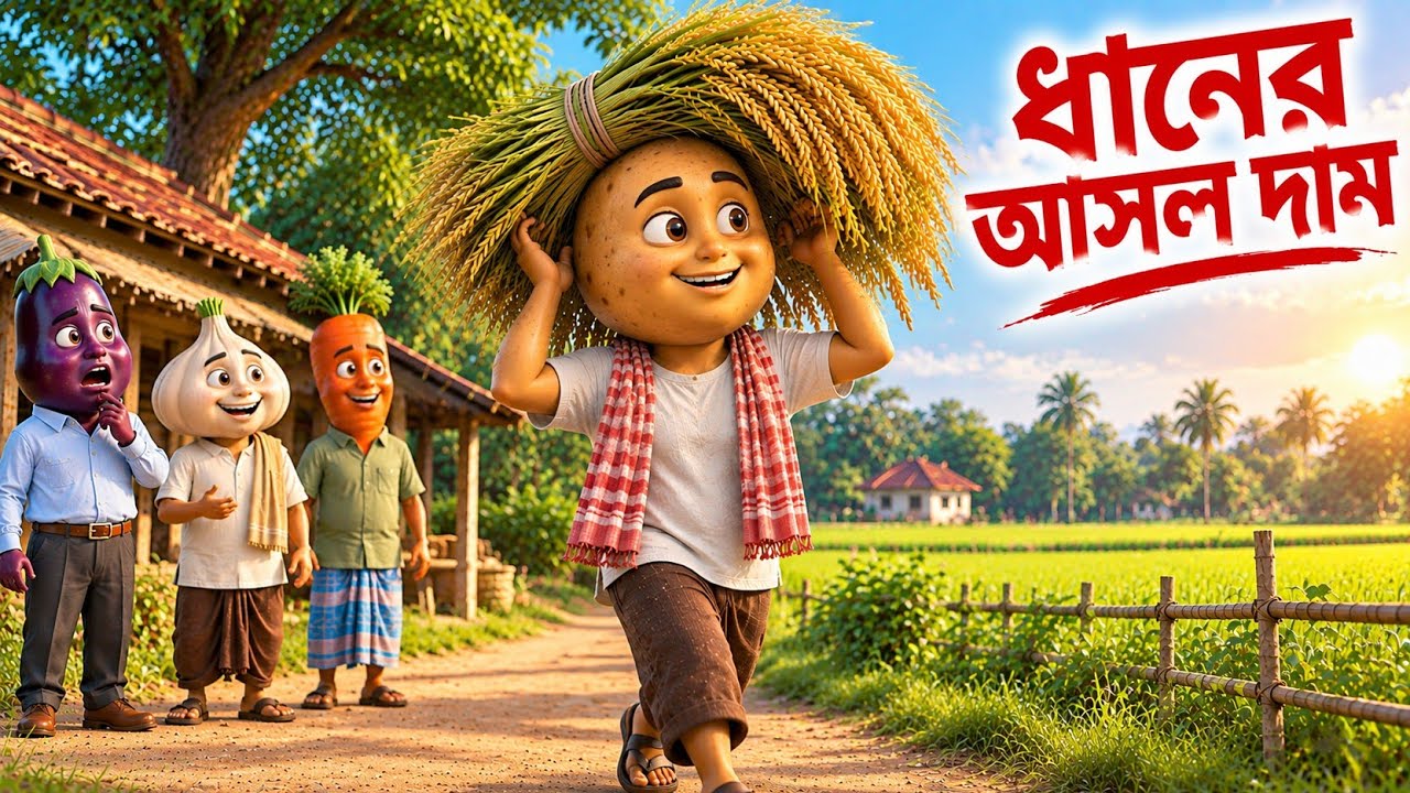 ধানের আসল দাম | বাংলা নৈতিক গল্প | Vegetable Cartoon Story | Bangla Golpo | Bengali Animated Story