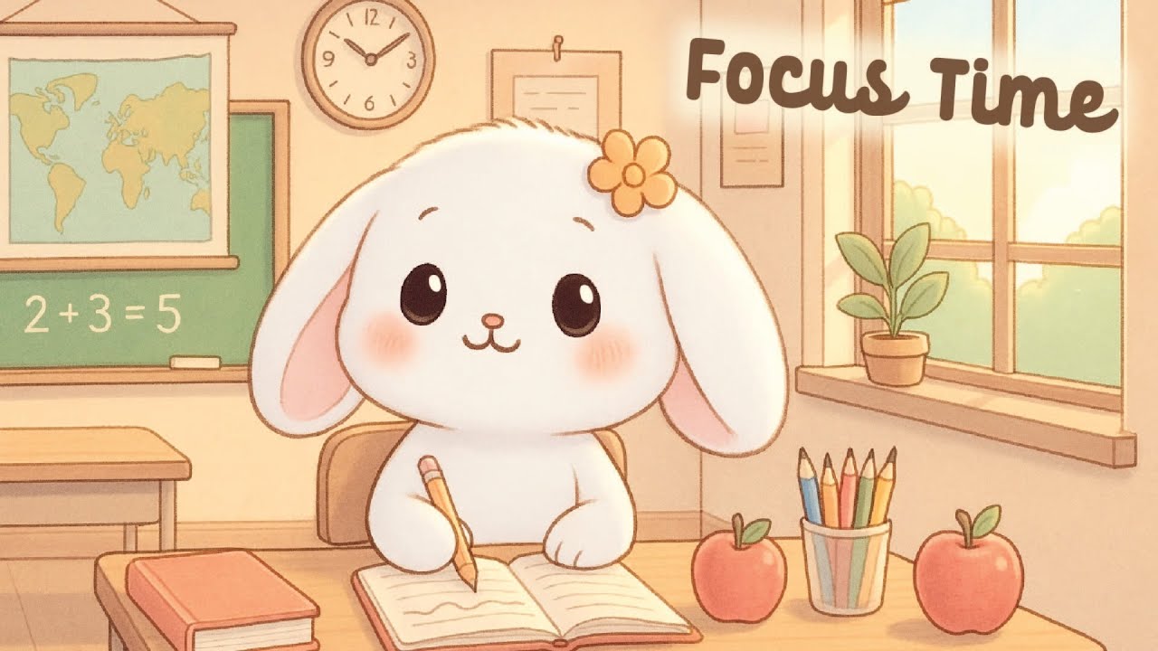 Focus Time Lofi 📚🐰 4 Hour Happy Cute Lofi Song 🐇 Bunny Lofi 🥕 relaxing music 🍅 [Lofi Hip Hop]