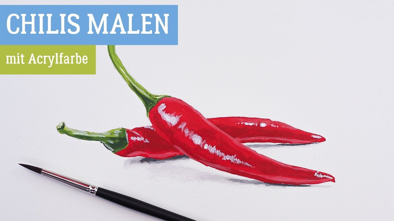 Chilis malen mit Acrylfarbe - So einfach geht's