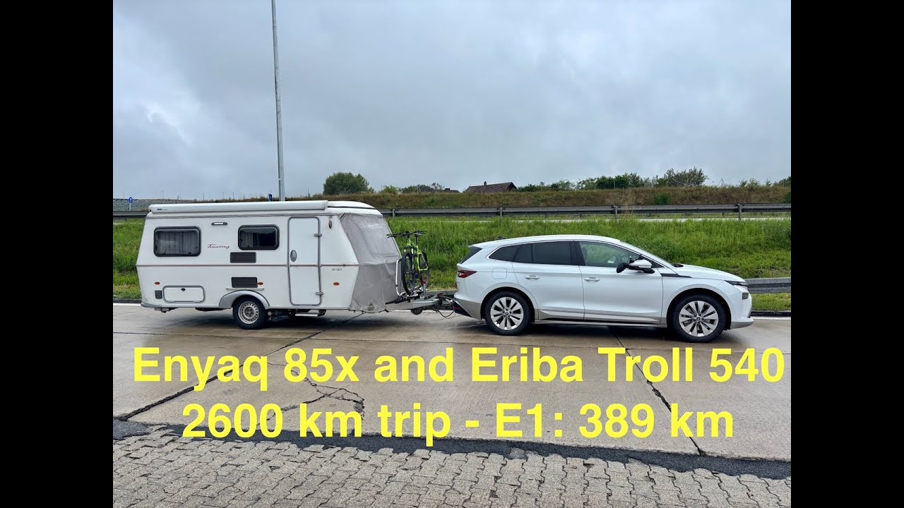 Skoda Enyaq Caravan Towing - E1: 389 of 2600 km