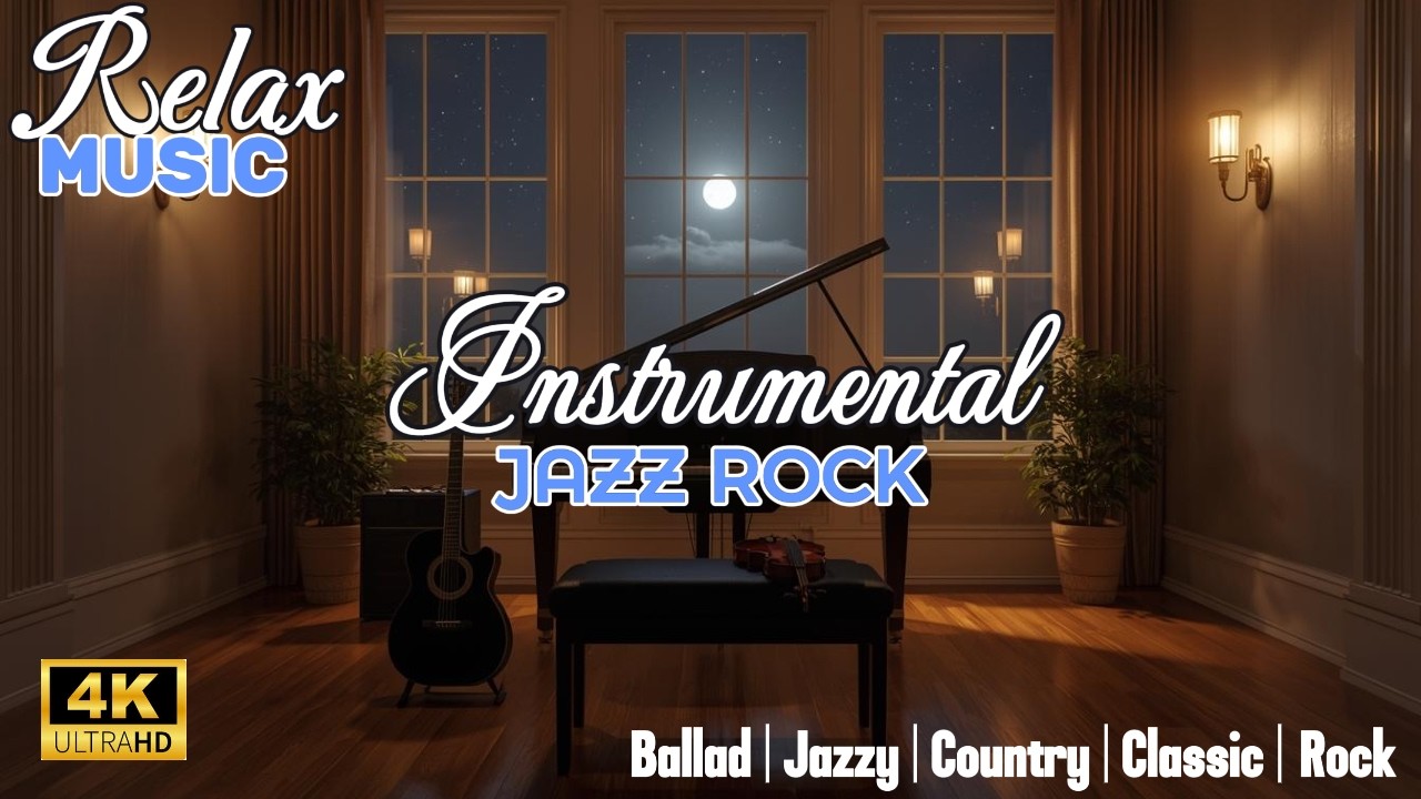 Moonlight Instrumental Jazz Rock 🌙 | Relaxing Piano, Guitar & Violin