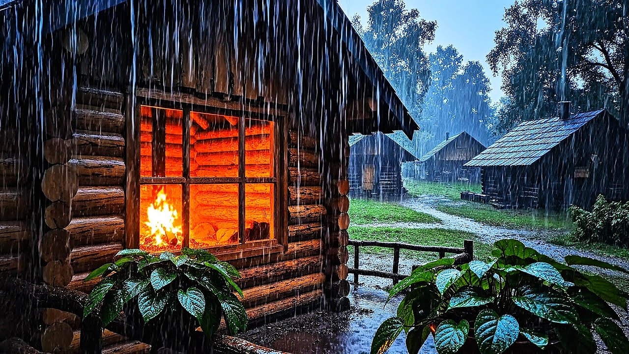 Hygge Ambience ❄️🔥 Rain, Fire & Old Wood Sounds | Ultimate Cozy Winter Comfort