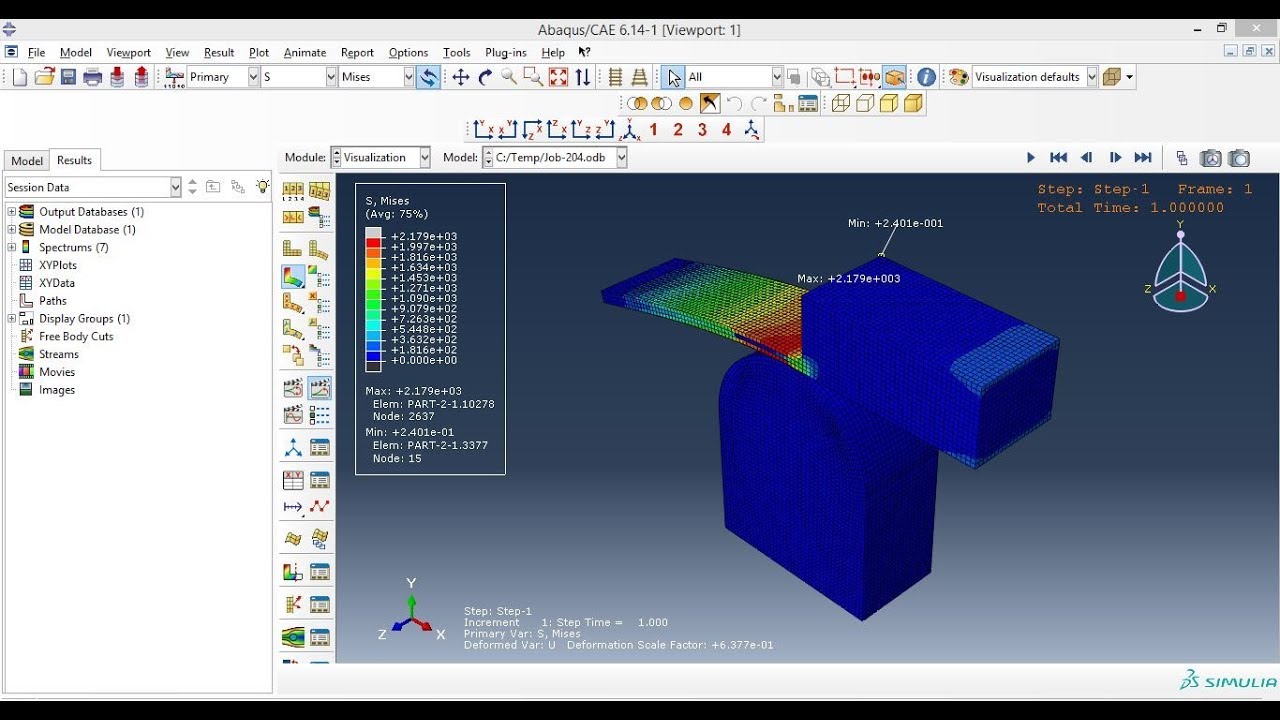 Abaqus Tutorial Videos - Contact Analysis of 3D Solid Parts in Abaqus