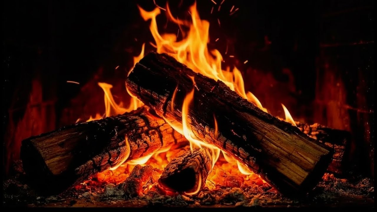 🔥 Cozy Fireplace 4K | Real Crackling Fire & Glowing Cabin Hearth