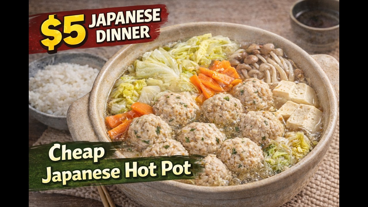 $5 Dinner in Japan | Grocery Shopping & Chicken Meatball Hot Pot