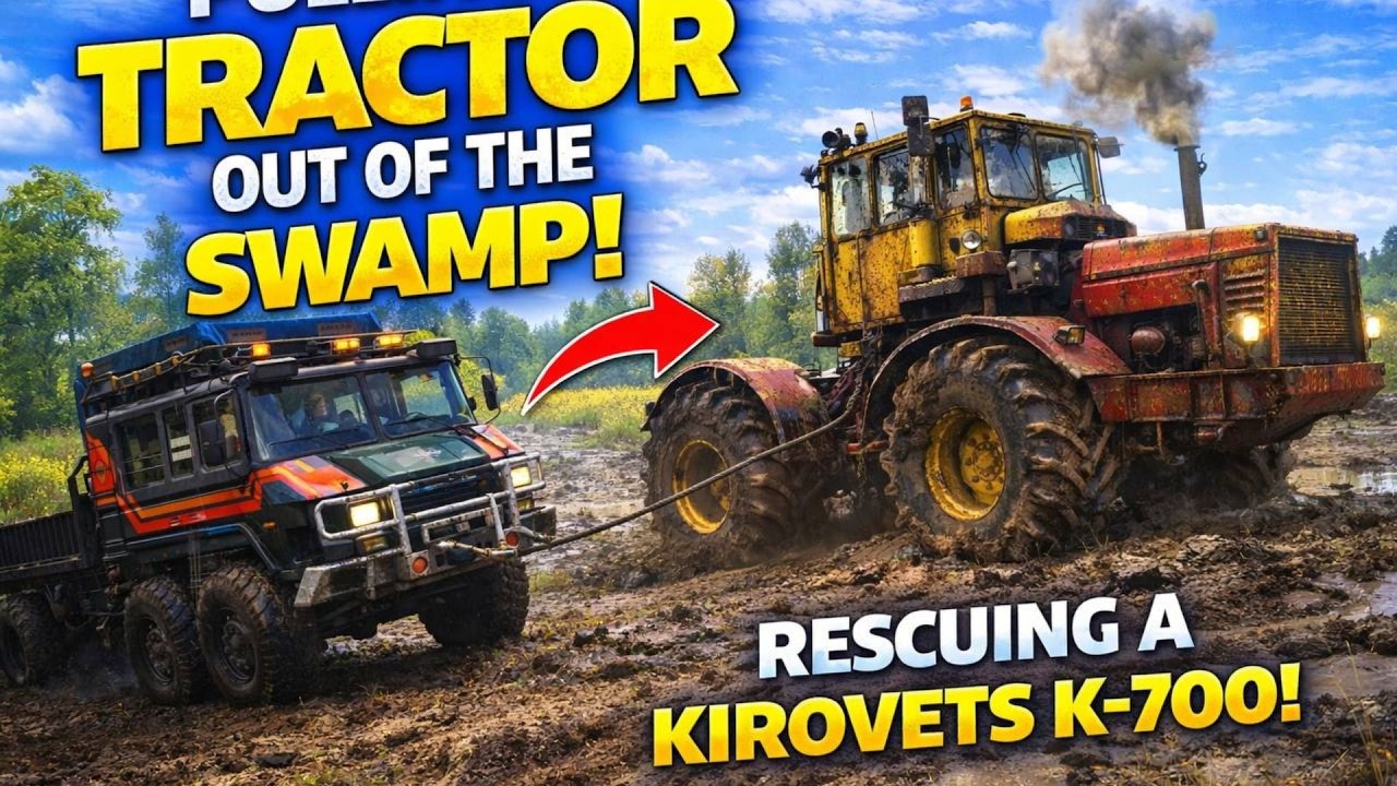 Rescuing a Stuck K-700 Tractor from the Mud | Full Recovery