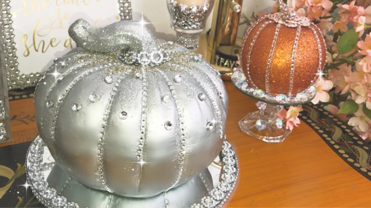 Silver Rustic Glam Pumpkin * Girl Party Decor #kidspartydecor #bling #pumpkindecor #fall2019