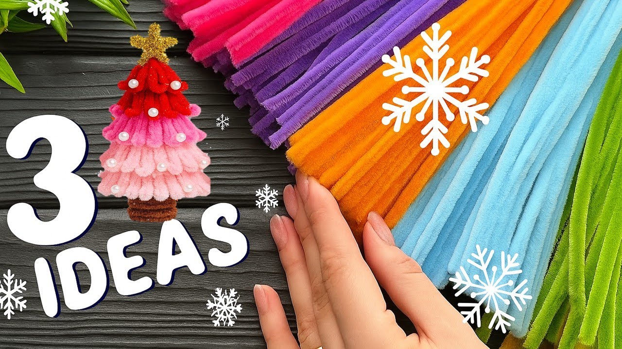 🎄 3 простые идеи рождественских украшений с использованием шенилловых стеблей | Праздничные подел...