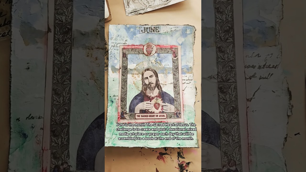 Sacred Heart of Jesus Mixed Media Collage 