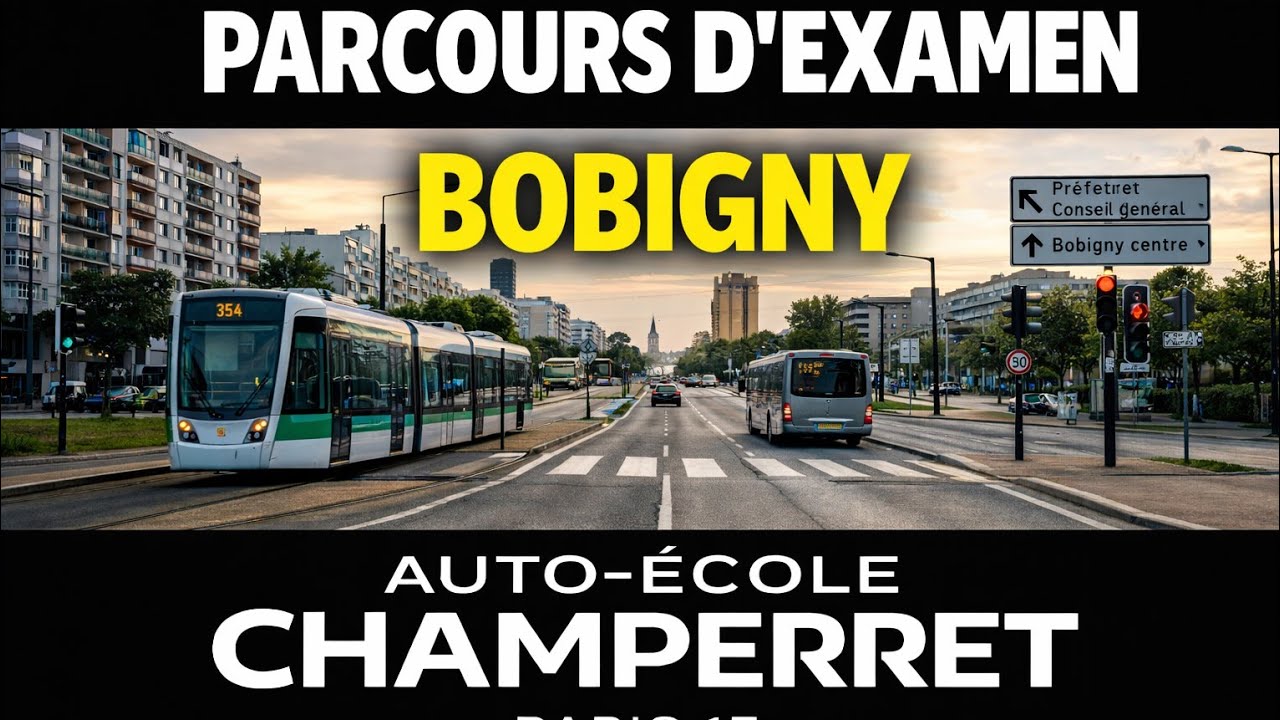 Bobigny – Parcours d’examen permis de conduire #3 (Auto-école Paris 17 – Boulevard Berthier)