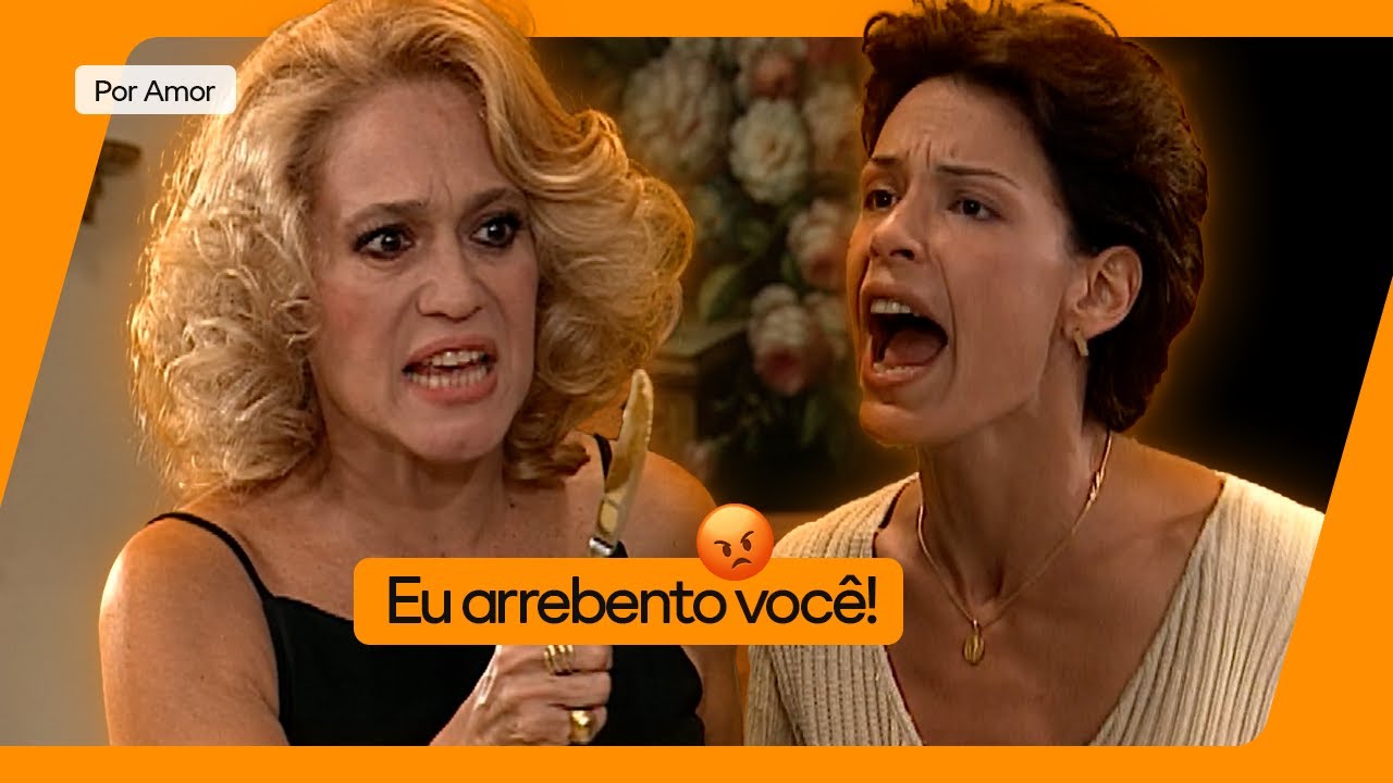 BRANCA AMEA&Ccedil;A MILENA COM UMA FACA | POR AMOR | GLOBOPLAY NOVELAS