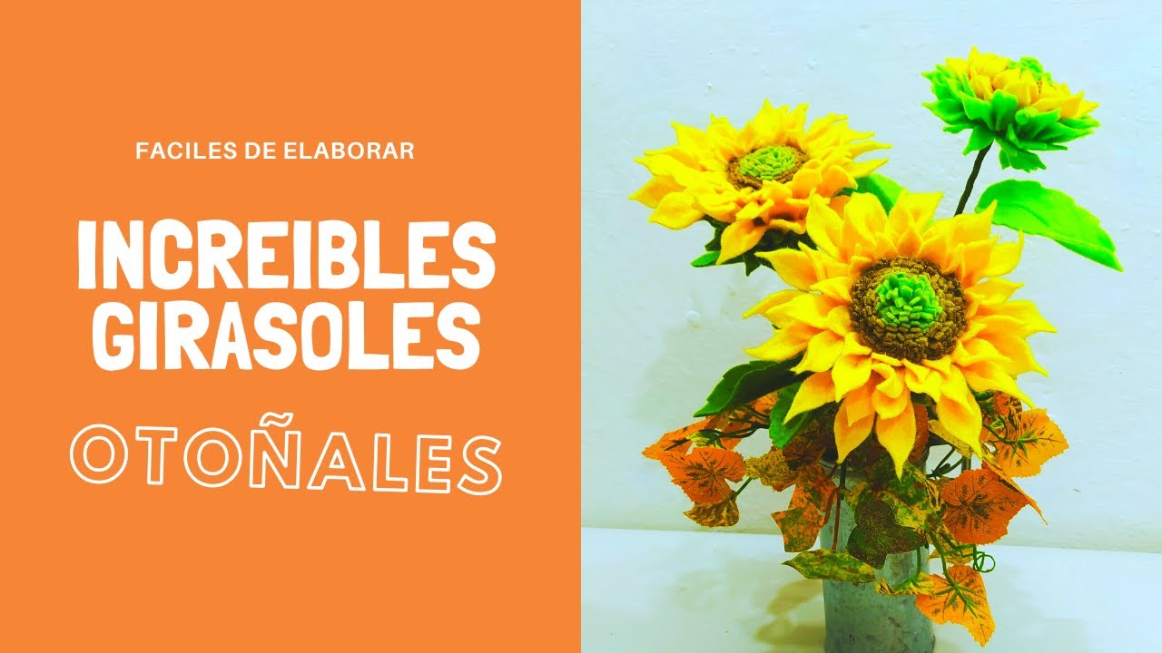 Girasol otoñal en fieltro/realistic sunflower on felt/paño lenci