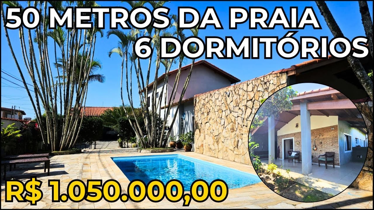 REF 284 | R$ 1.050.000,00 | CASA COM DOIS LOTES EM ITANHAÉM LITORAL SUL DE SP E 6 DORMITÓRIOS