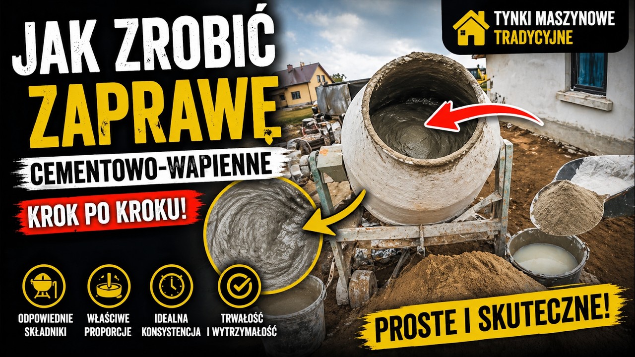 🔴EP.37 Tynki maszynowe tradycyjne cementowo wapienne .Jak zrobić zaprawę