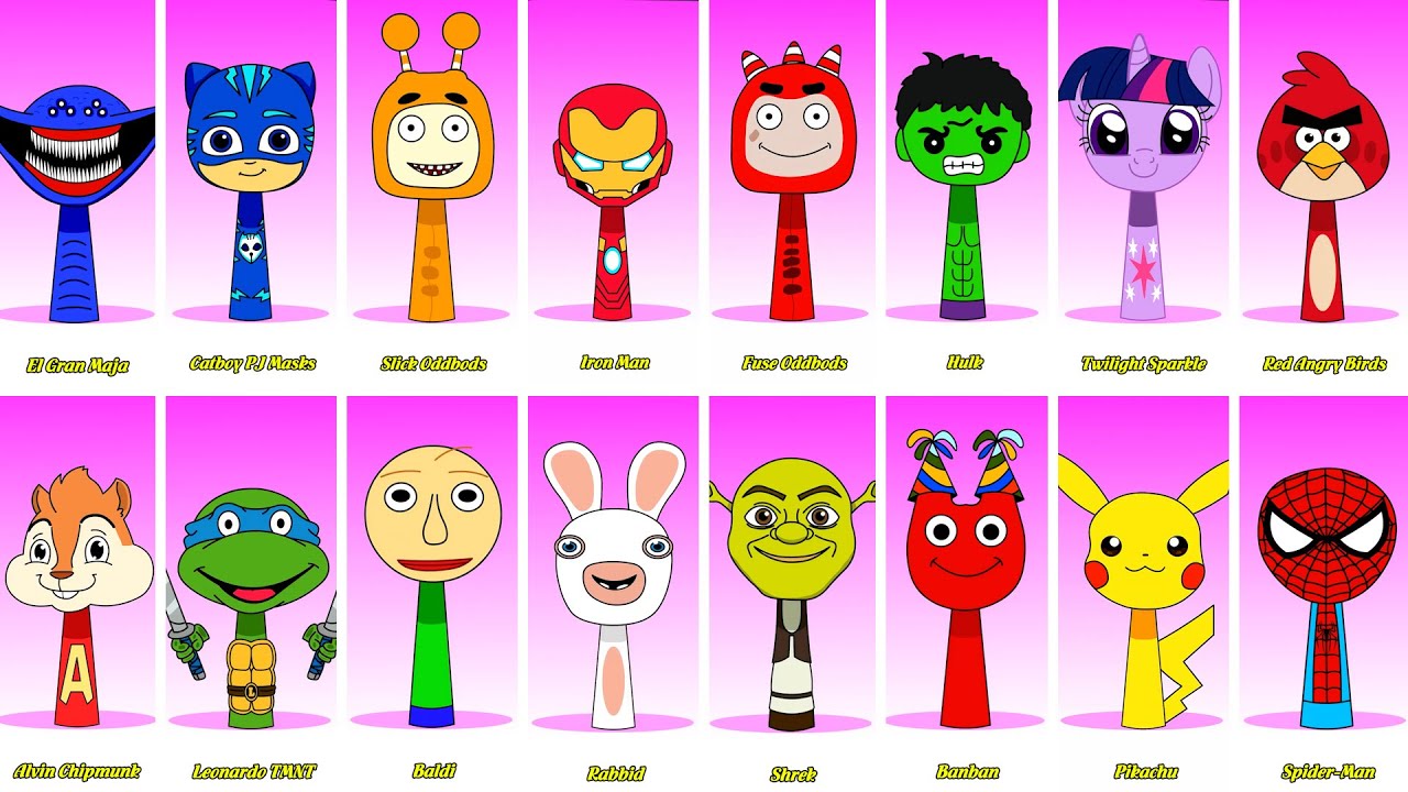 Incredibox Sprunki OC Phase 1 to Phase 2 El Gran Maja, Cafboy PJ Masks, Slick Oddbods, Iron Man