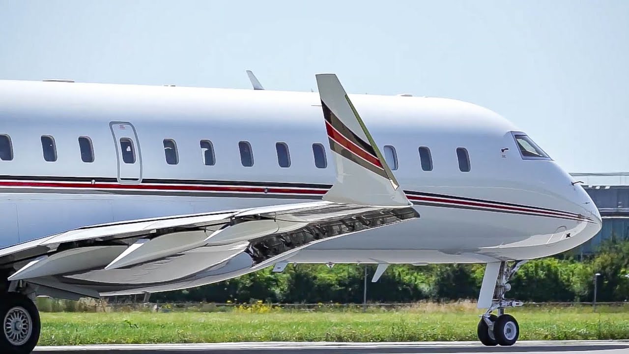 ✈ Close Up NetJets Global 6000 N148QS Take off from Southend Airport