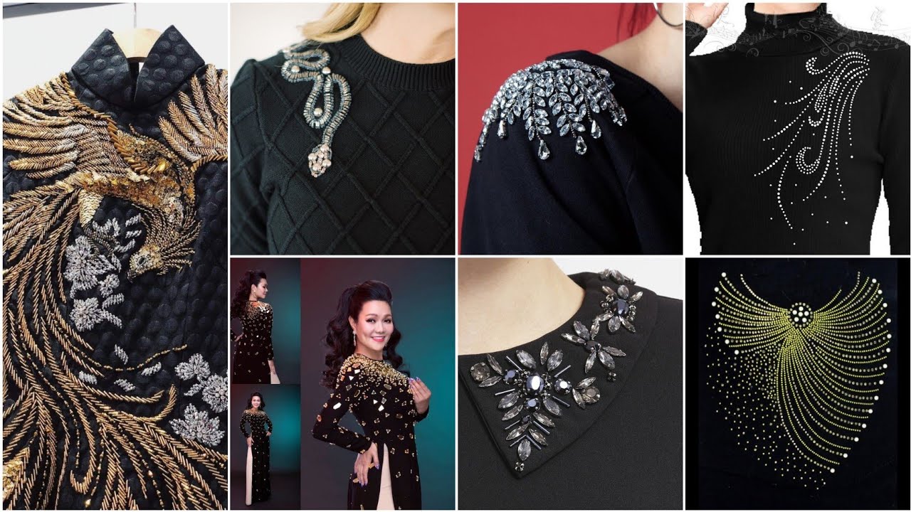 Beaded Embroidery pattern|Mẫu kết cườm cổ áo (Phần 02)