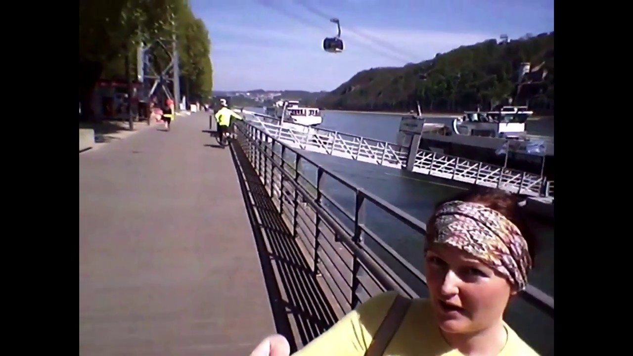 Stadt Koblenz. Deutsches Eck. Mosel. Rhein.Festung Ehrenbreitstein. Balduinbr&uuml;cke.