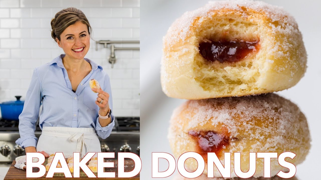 Как приготовить запеченный рецепт пончиков с джемом - Natasha's Kitchen