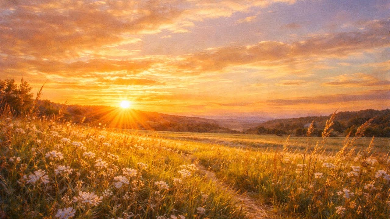 【浄化瞑想】夕日に包まれる草原のヒーリングピアノ｜Sunset Meadow Meditation for Deep Relaxation & Cleansing