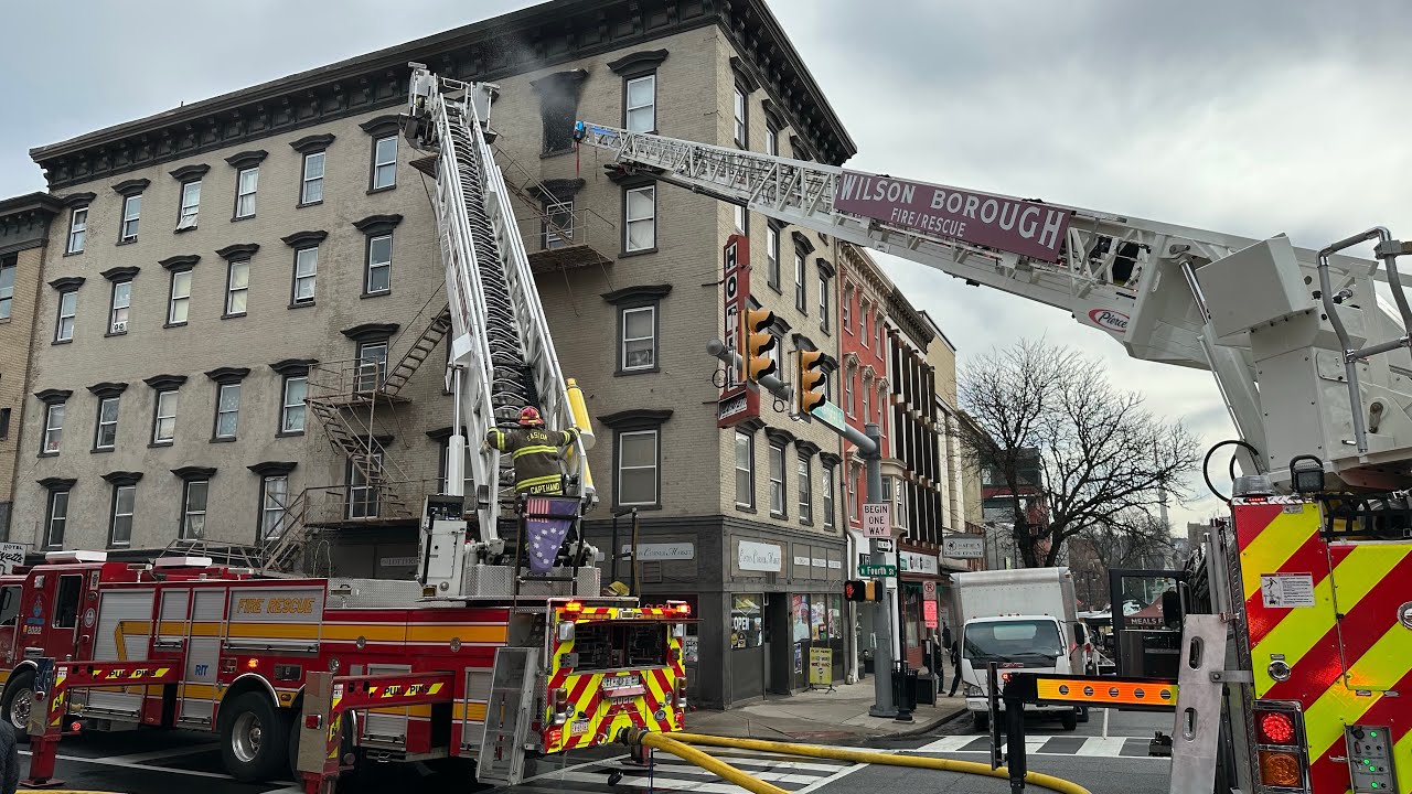 Top Floor Fire Damages Hotel Lafayette, Easton, Pennsylvania - 3.22.25