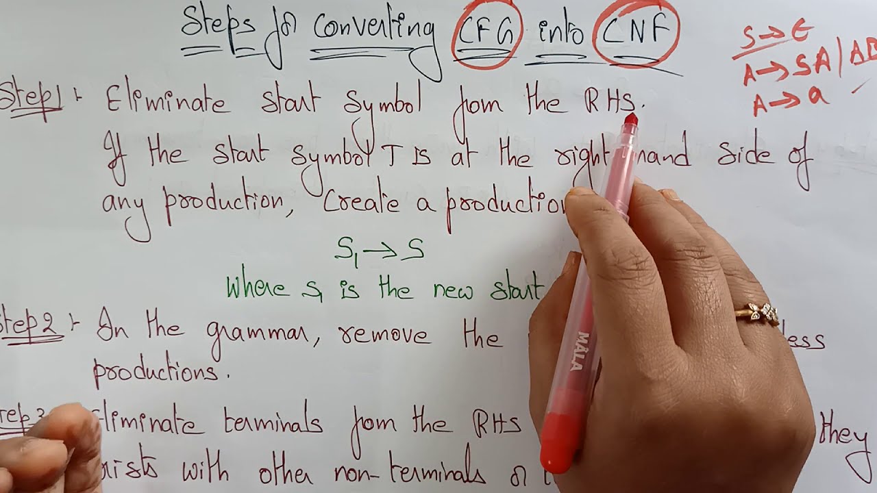 Converting CFG to CNF | Steps | TOC | Lec-70 | Bhanu Priya