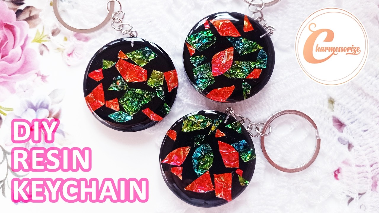 DIY Epoxy Resin Art | Making Unique Keychains With Aluminium Foil | Simple Resin Craft For BEGINNERS