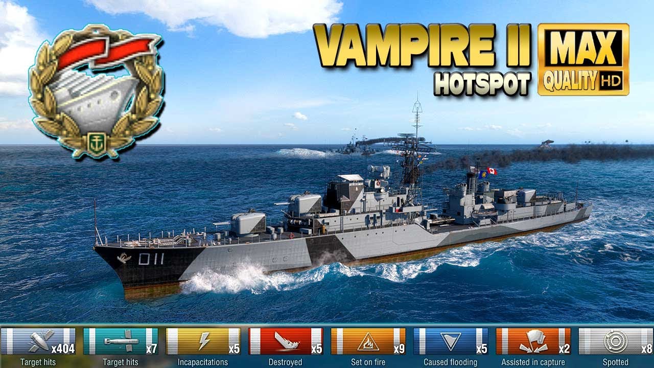 Destroyer Vampire II: Solo warrior на карте Hotspot - World of Warships