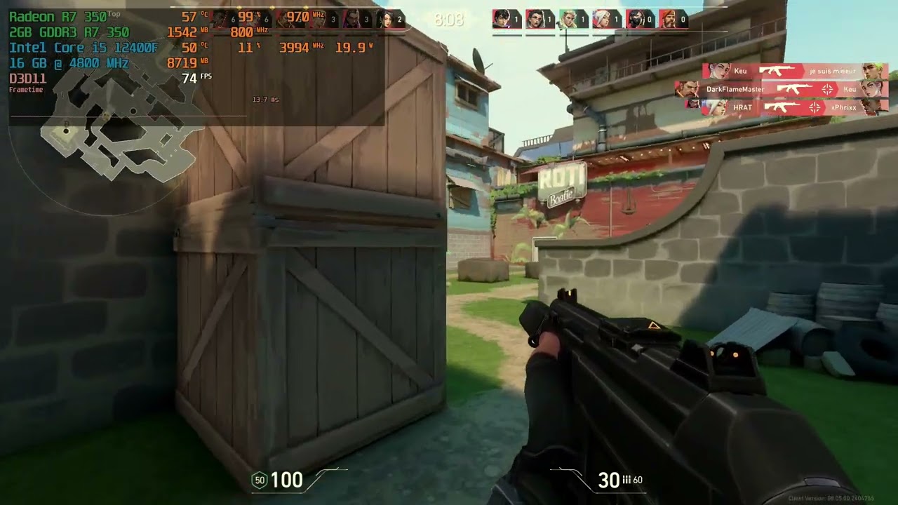 Valorant - Radeon R7 350 2GB + i5 12400F | 1080P | LOW Settings