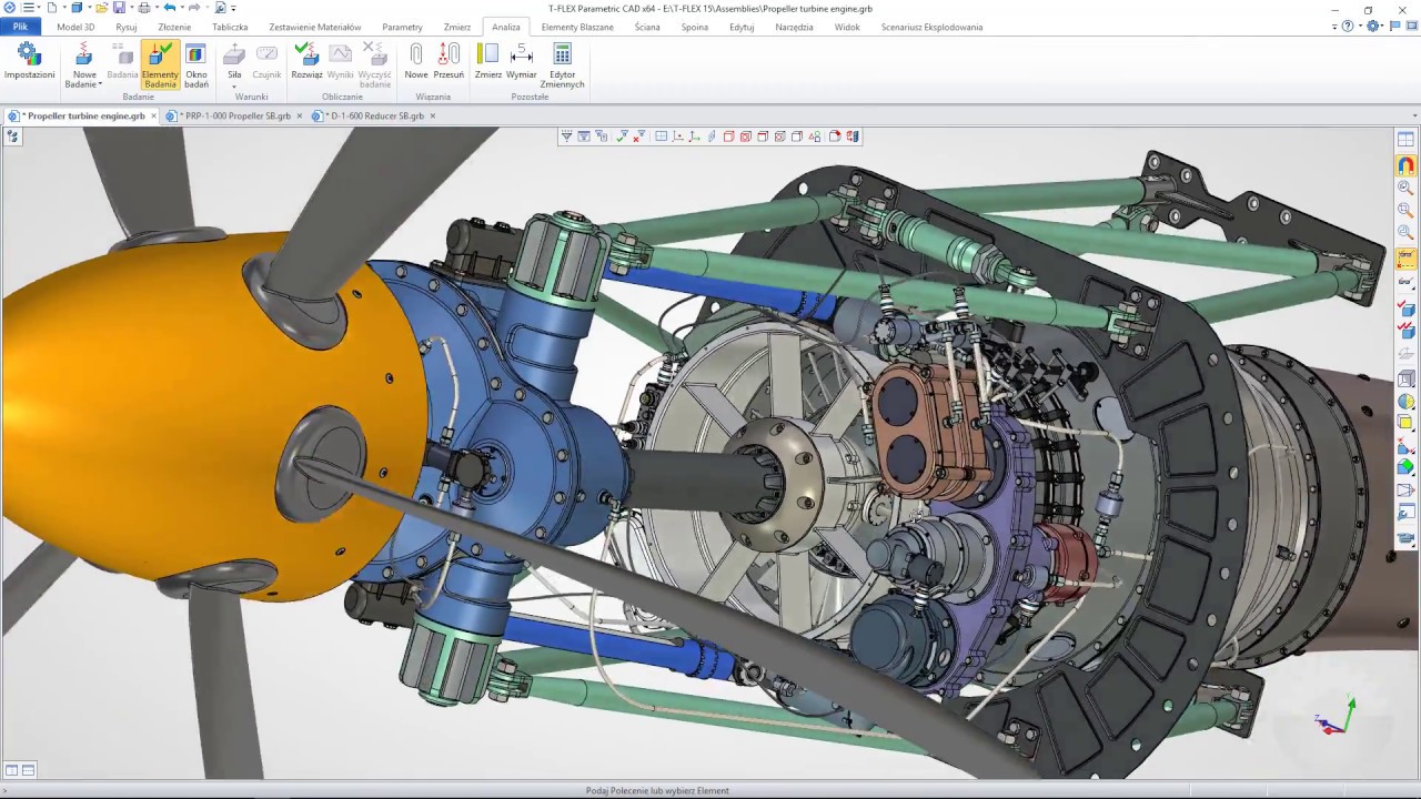T-FLEX CAD - Silnik turbośmigłowy 3D (Propeller turbine engine)