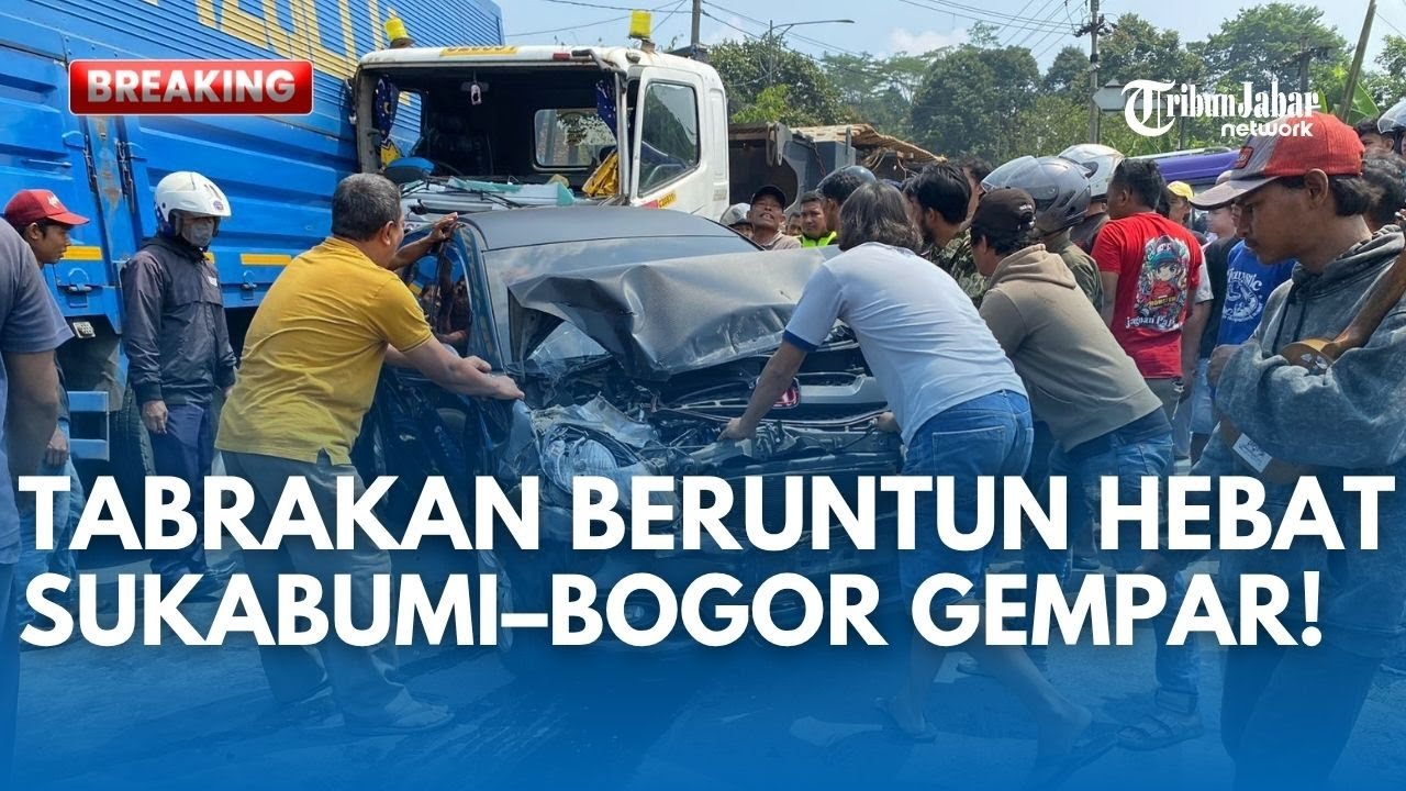 TABRAKAN BERUNTUN SUKABUMI! 6 Kendaraan Terlibat, Suara Benturan Keras Guncang Jalan Raya!