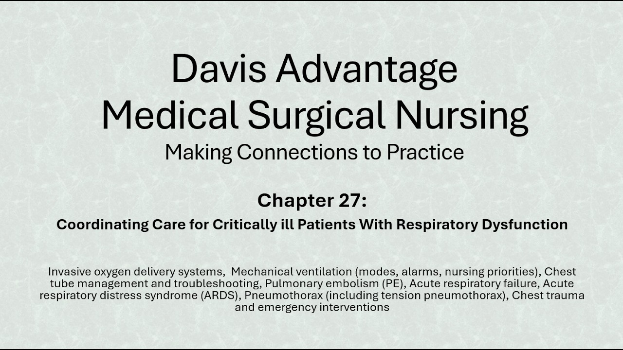 Respiratory - Vents, Chest Tubes, PE, ARF, ARDS, Pneumothorax, Chest Trauma
