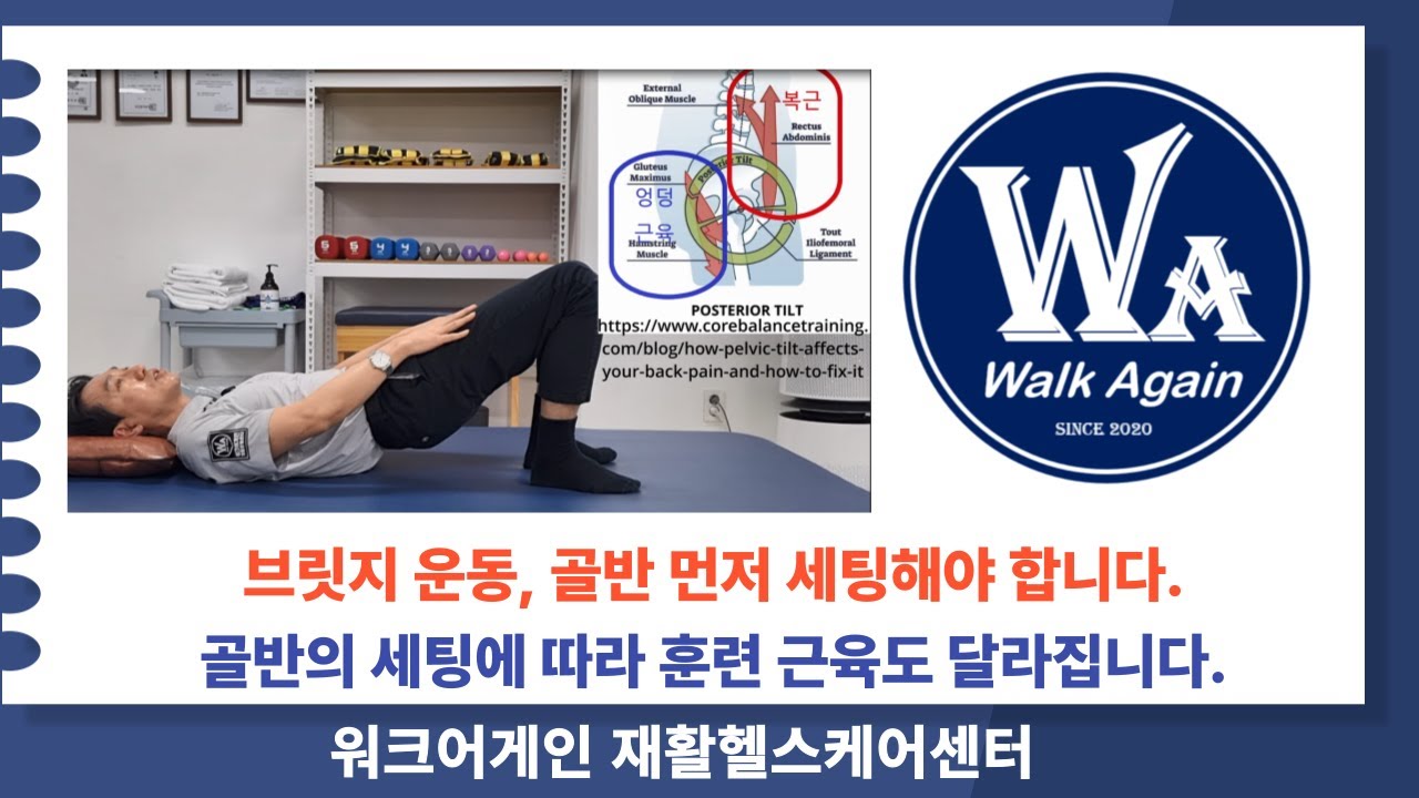 브릿지 운동의 골반 세팅의 중요성을 알아보아요 ( 뇌줄중재활, 파킨슨재활, 근골격계재활에서 가장 많이 사용하는 브릿지 운동의 정확한 훈련법을 소개합니다.)