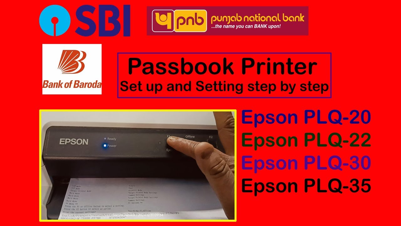 How to Setup Epson PLQ 35 | Bank Passbook Printer setting | Epson PLQ 35, PLQ 20 PLQ 22 PLQ 30