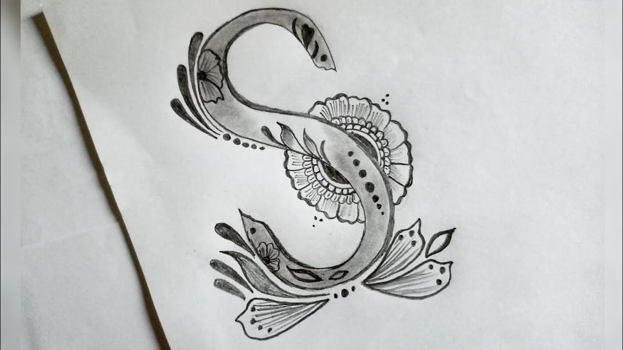 S letter pencil drawing ||S letter Mehndi design #tatoo 