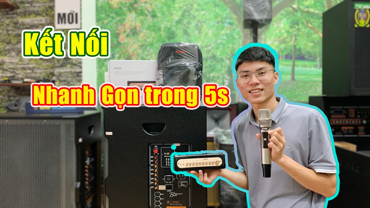 Cách Kết nối Bộ Micro Không dây Cao cấp Acnos MI30 Với loa Kéo đơn giản nhất.